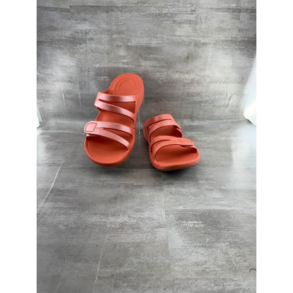 Aetrex Jillian Sport Slide Coral Orange Strappy Comfort Sandal Women Sz 6
